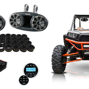 Kicker 6.75" Rollcage Speakers+2-Ch Amp Bluetooth Player for Polaris RZR/ATV/UTV