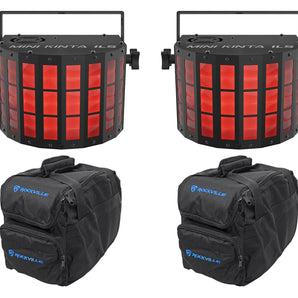 2 Chauvet DJ Mini Kinta ILS RGBW LED Party/Stage Effect Lights D-Fi USB/DMX+Bags