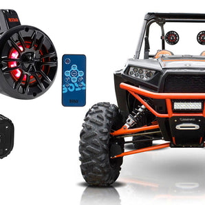 (2) Boss 4" 400w LED Tower Speakers+Bluetooth Controller For Polaris RZR/ATV/UTV