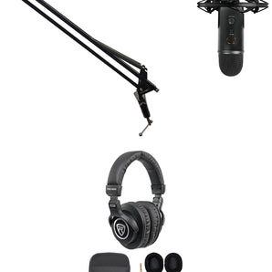 Yeti Blackout Studio Podcasting Podcast Recording Kit wMic+Monitoring Headphones