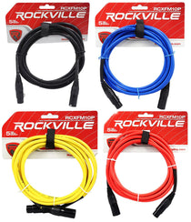 4 10' Female to Male XLR Cables 100% Copper (Black, Blue, Red, and Yellow)