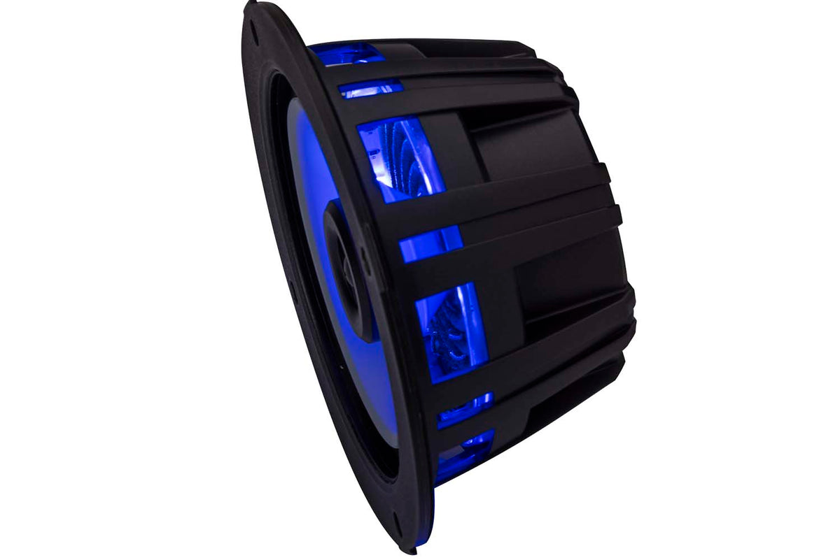 Pair Kicker 51KM614FL 6.5" Thin Mount 60w Marine Boat Speakers w/RGB LED KM614FL