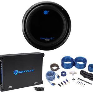 Planet Audio AC15D 2100 Watt 15" Car Audio Subwoofer+Mono Amplifier+Amp Kit