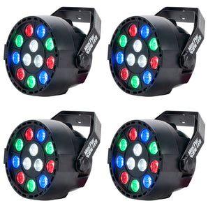 (4) Eliminator Mini Par LED DMX Par Wash Lights For DJ/Stage/Clubs/Bars/Events