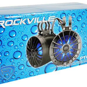 (4) Rockville PT65BR 6.5 inch Powered Bluetooth LED Tower Speakers For ATV/UTV/RZR