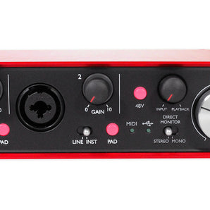 Focusrite SCARLETT 2I4 2nd G 192kHz USB Audio Recording Interface+Mic+Case+Cable