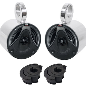 2) MTX 6.5" 150w Silver Marine Roll Bar/Cage Tower Speakers For ATV/UTV/CART/RZR