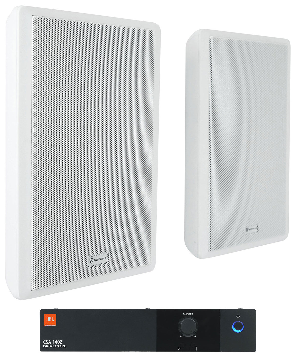 CSA 140Z Commercial 70V Amplifier + (2) White 5.25" Slim Wall Speakers