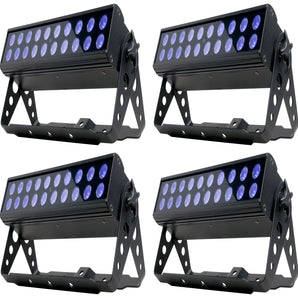 (4) American DJ UV LED BAR20 IR DMX Ultraviolet Bar Wash Blacklights with Remote