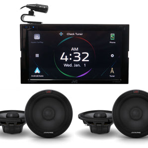 JVC KW-M865BW 6.8" Bluetooth Wireless Car Play Receiver+4 Alpine 6.5" Speakers