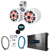 Dual 6.5" Marine Wakeboard LED Speakers+Receiver+Amplifier+Amp Kit