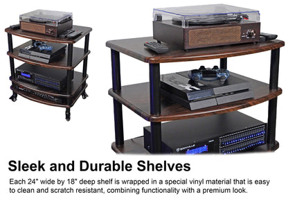 FLX Dark Wood 4-Shelf + Dark Wood Add-On Shelf Bundle