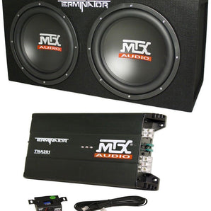 MTX Terminator TNP212D2 1200 Watt 2 Ohm Dual 12” Subwoofers/Sub Box/Amp Package