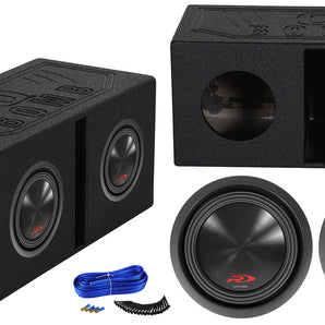 (2) Alpine SWR-8D2 8" 1000w Dual 2 Ohm Car Subwoofer+Vented Sub Enclosure Box