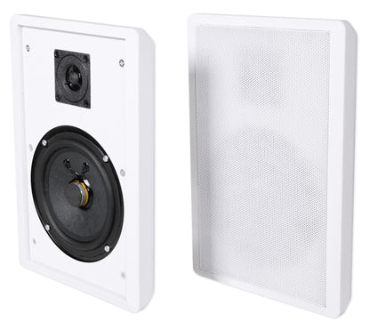 Rock Zone 8 Ch. Receiver+(16) White Slim Wall Speakers For Restaurant