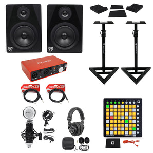 Focusrite Recording Interface+Novation LaunchPad+Mic+Headphones+Studio Monitors