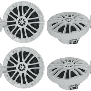 (8) Rockville RM-PREMIUM-65 WHITE 6.5" 600w Marine Boat Speakers - Crisp Sound!