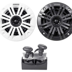 Pair KICKER 45KM42 4" 150 Watt Weatherproof Marine Speakers+Free TRuRock Earbuds