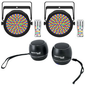 2 Chauvet DJ EZPAR 64 RGBA ILS Battery RGBA LED Par Wash Up-Lights+Home Speakers