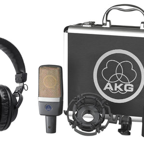 AKG C214 Professional Studio Condenser Recording Mic Bundle with Audio Technica Headphones