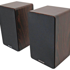 Pair Rockville RockShelf 68D Dark Wood 6.5" Bookshelf Speakers+28" Stands+Rack