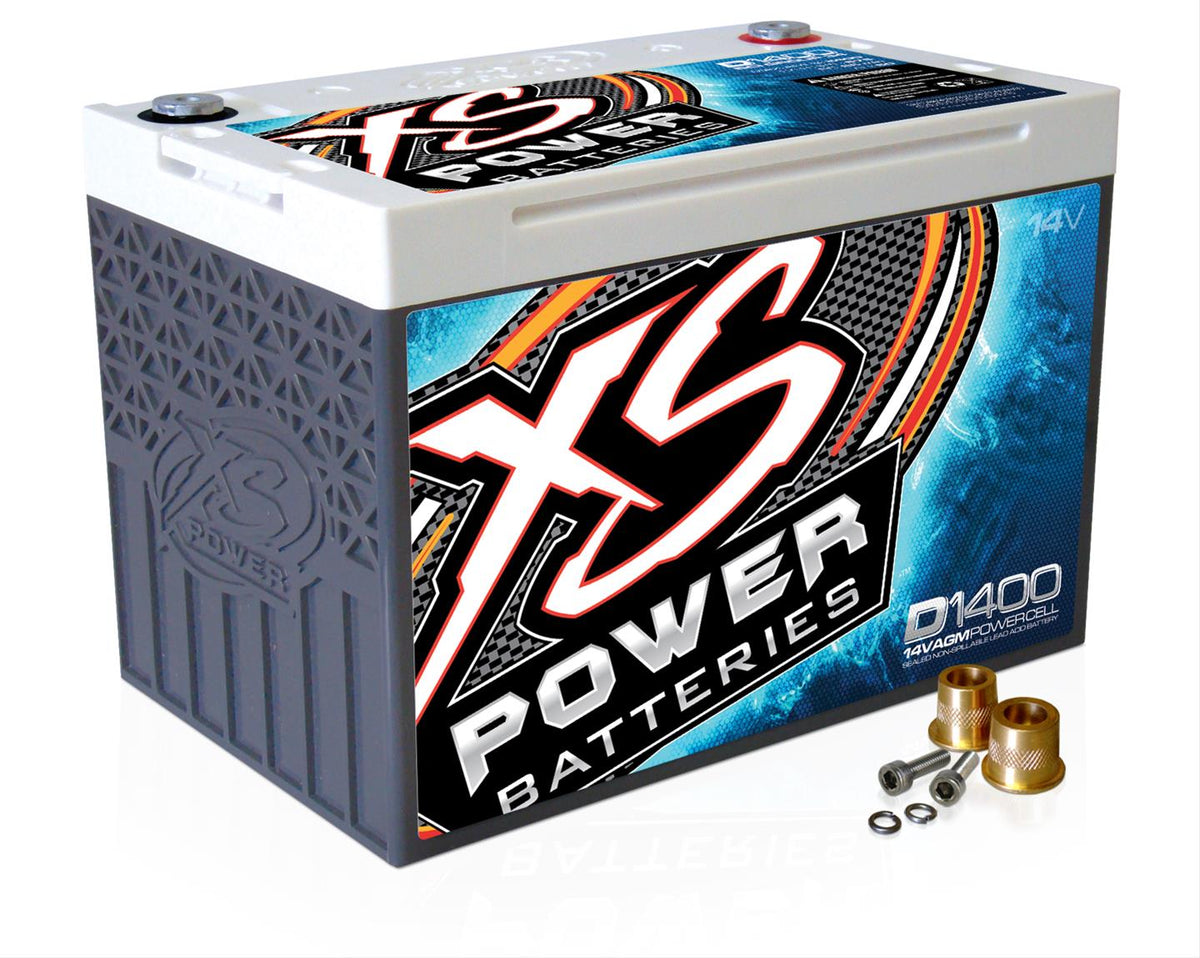 XS Power D1400 14V AGM Battery with M6 Terminal Bolts, Max 2400Amps