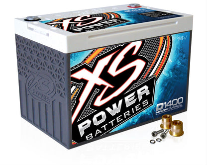 XS Power D1400 14V AGM Battery with M6 Terminal Bolts, Max 2400Amps