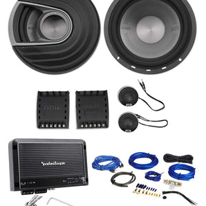 Polk Audio MM6502 6.5” 750 Watt Component Speakers+Rockford Fosgate Amp+Wire Kit