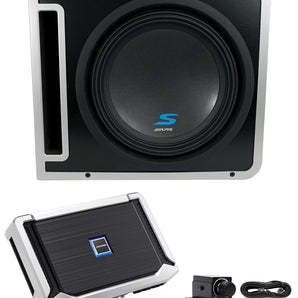 Alpine S-SB12V 12" 600w S-W12D4 Subwoofer+Ported Sub Enclosure Box+Amp+Bass Knob