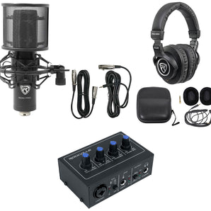 Rockville ROCK-U MINI 2x2 USB Computer Recording Interface+Studio Mic+Headphones