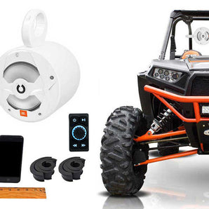 2) JBL MS8LW 8" White LED Wakeboard Tower Speakers+Bluetooth+Amp For ATV/UTV/RZR