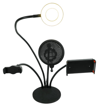 Broadcast Podcast Podcasting Mic + Selfie Light + Phone + Tablet Holder