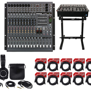 Mackie PPM1012 12 Ch 1600w Powered Mixer, 32 Bit FX+Stand+Headphones+(10) Cables