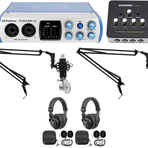 PRESONUS 2-Person Podcasting Podcast Recording Kit w/Mics+Headphones+Boom Arms