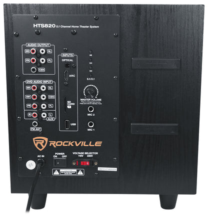 Rockville HTS820 5.1 Channel Home Theater Karaoke System w/8" Subwoofer