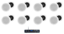 Rock Zone 8 Ch. Multi Room Receiver+(16) 5.25" White Ceiling Speakers