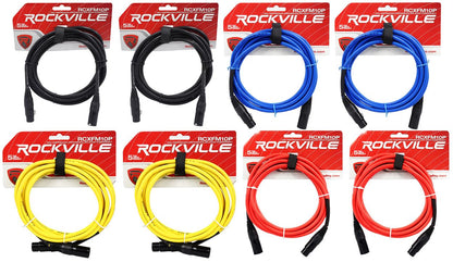 8 10' Female to Male REAN XLR Mic Cable (4 Colors x 2 of Each)