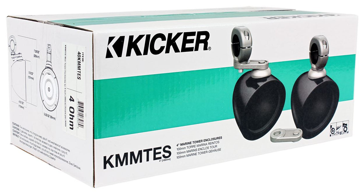 Pair Kicker 40KMMTES Mini Marine Wakeboard Tower Enclosures for 4-Inch Speakers