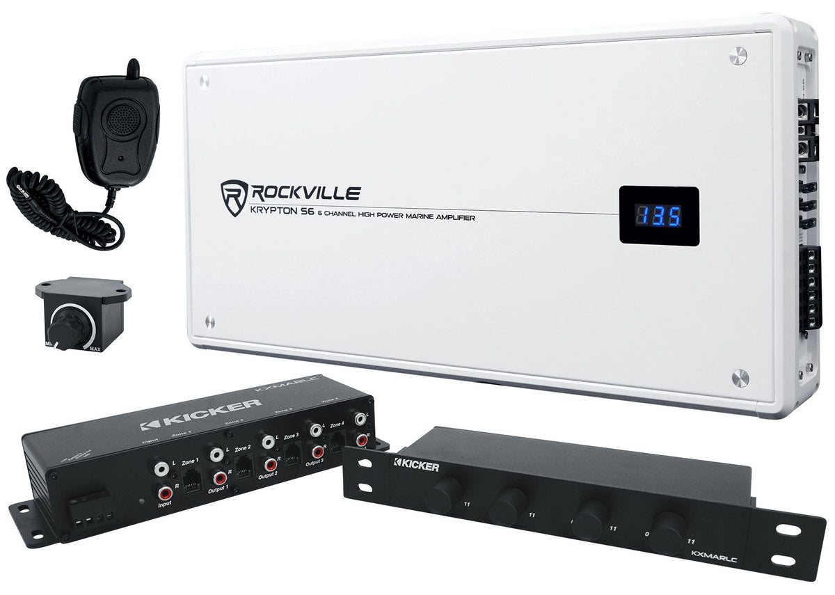 KRYPTON S6 Marine 6-Channel Amplifier + Kicker 4-Zone Level Control