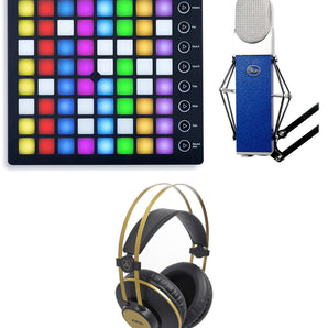 Blue Blueberry Condenser Studio Recording Microphone Mic+Launchpad+Headphones