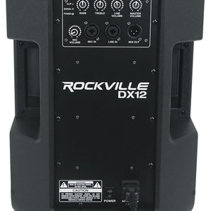 Rockville DX12 12" Class D 500 Watt RMS Powered DJ PA Speaker+Stand+Microphone