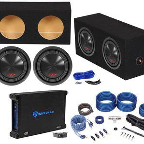 (2) Alpine SWR-8D2 8" 1000w Subwoofer+Sealed Sub Enclosure Box+Mono Amplifier