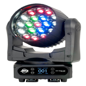 (2) American DJ ADJ VIZI WASH Z19 380 Watt RGBW LED DMX Moving Head Wash Lights