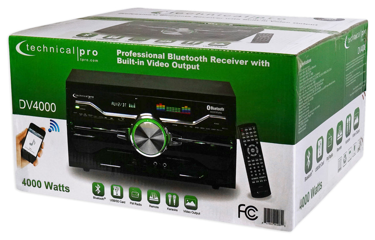 DV4000 4000W Home Theater DVD Receiver w/(4) 6.5" Black Ceiling Speakers