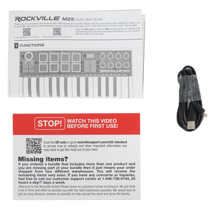 Rockville M25 25 Key USB Wireless Bluetooth MIDI Keyboard Controller+Microphone