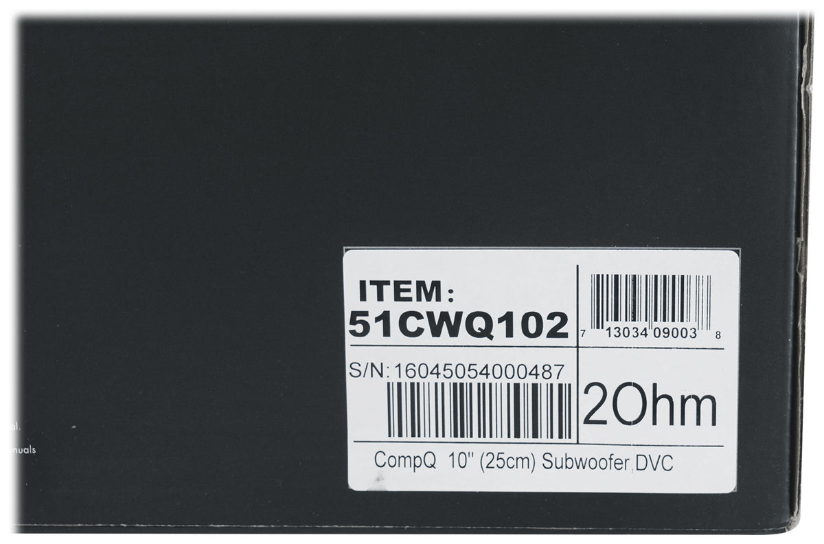 Kicker 51CWQ102 COMP Q 10" 800 Watt Car Audio Subwoofer DVC 2 Ohm Sub CWQ102