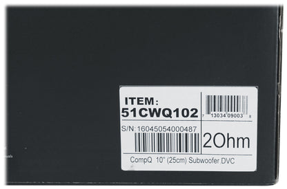 Kicker 51CWQ102 COMP Q 10" 800 Watt Car Audio Subwoofer DVC 2 Ohm Sub CWQ102