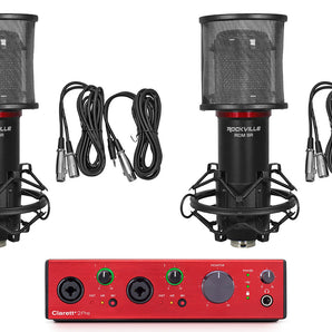 Focusrite Clarett+ 2Pre USB-C Audio Recording Interface + (2) Studio Microphones