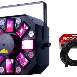 American DJ STINGER II RGBAWP+UV DMX Moonflower/Laser/Strobe Effect Light+Cable