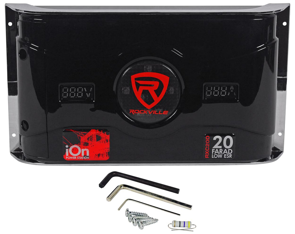 Rockville RXC20D 20 Farad Hybrid Ion Car Capacitor Voltage & Amperage Meter
